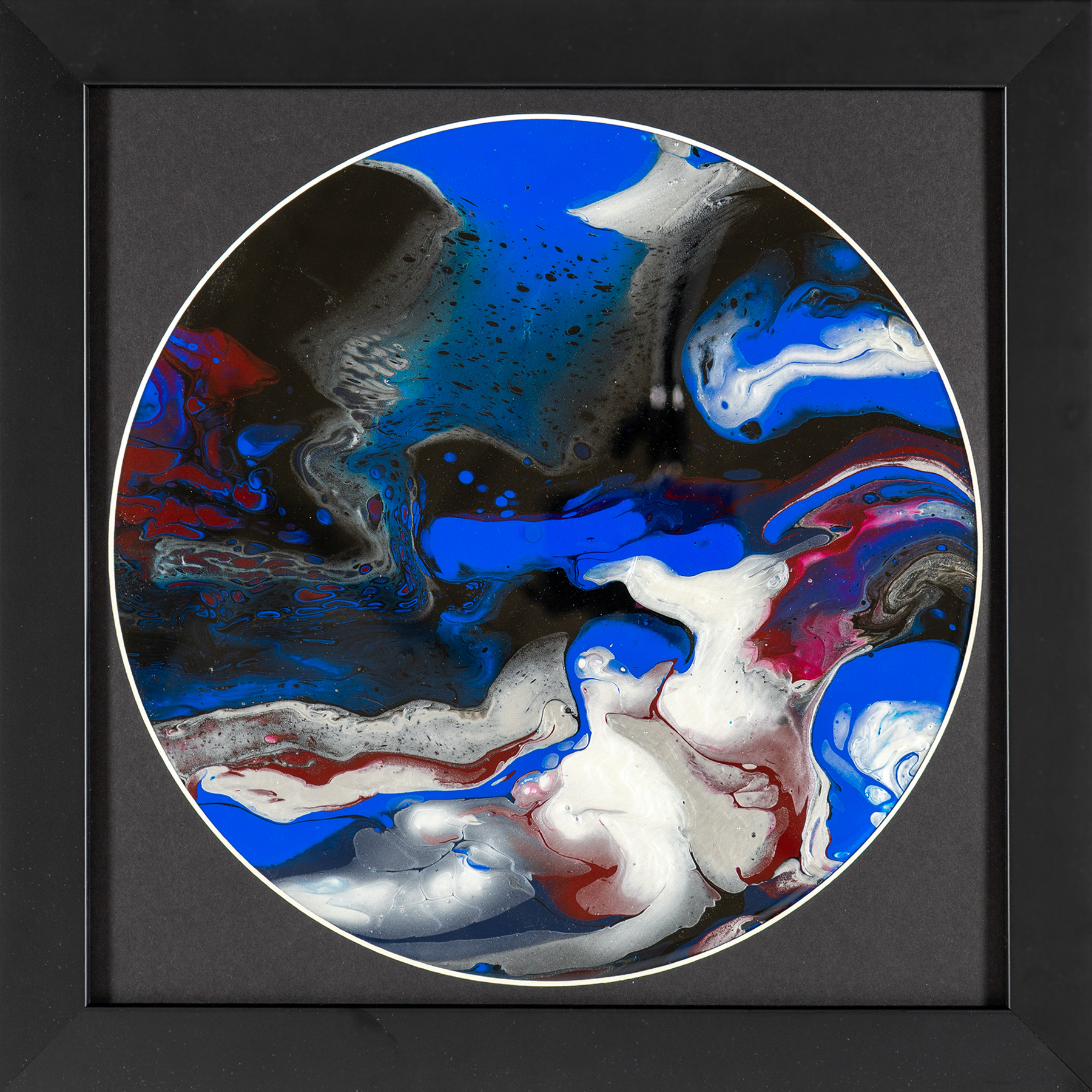Front view of Blip Blop Mystery vinyl record art in a frame