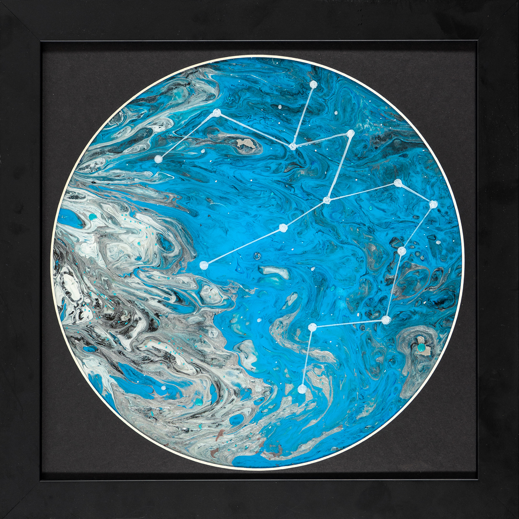 Front view of Kinda Dipper vinyl record art in a frame
